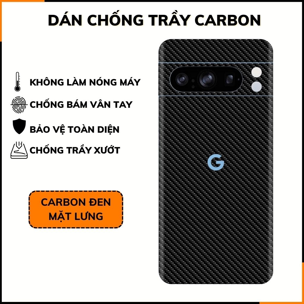 Miếng dán google pixel 8 pro carbon trong và đen chống trầy xướt chống bám vân tay phụ kiện điện thoại huỳnh tân store