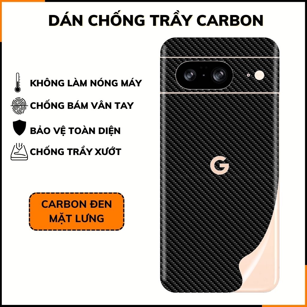 Miếng dán google pixel 8 carbon trong và đen chống trầy xướt chống bám vân tay phụ kiện điện thoại huỳnh tân store