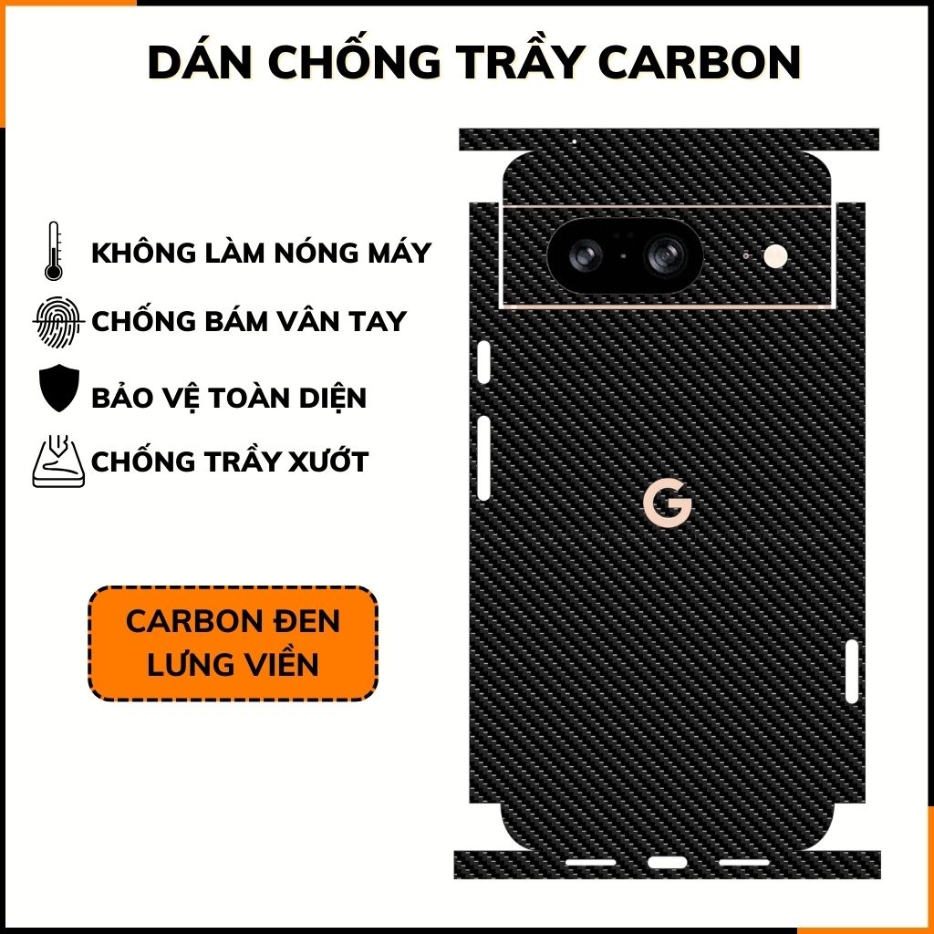 Miếng dán google pixel 8 carbon trong và đen chống trầy xướt chống bám vân tay phụ kiện điện thoại huỳnh tân store