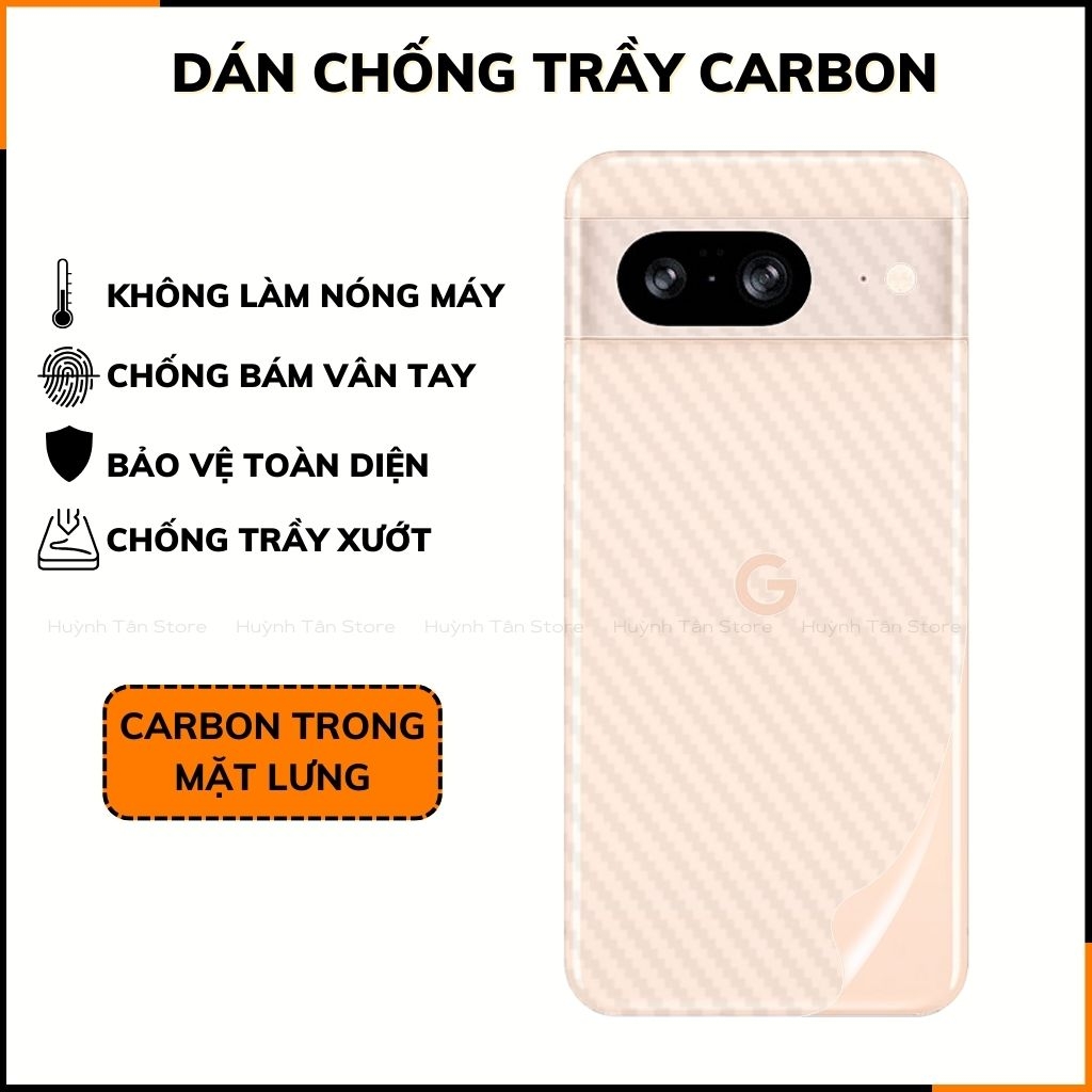 Miếng dán google pixel 8 carbon trong và đen chống trầy xướt chống bám vân tay phụ kiện điện thoại huỳnh tân store