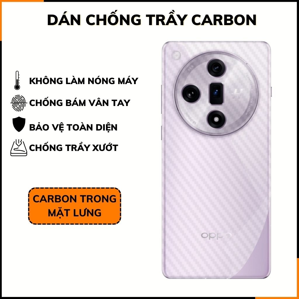 Miếng dán samsung oppo find x7 carbon trong và đen chống trầy xướt chống bám vân tay phụ kiện điện thoại huỳnh tân store