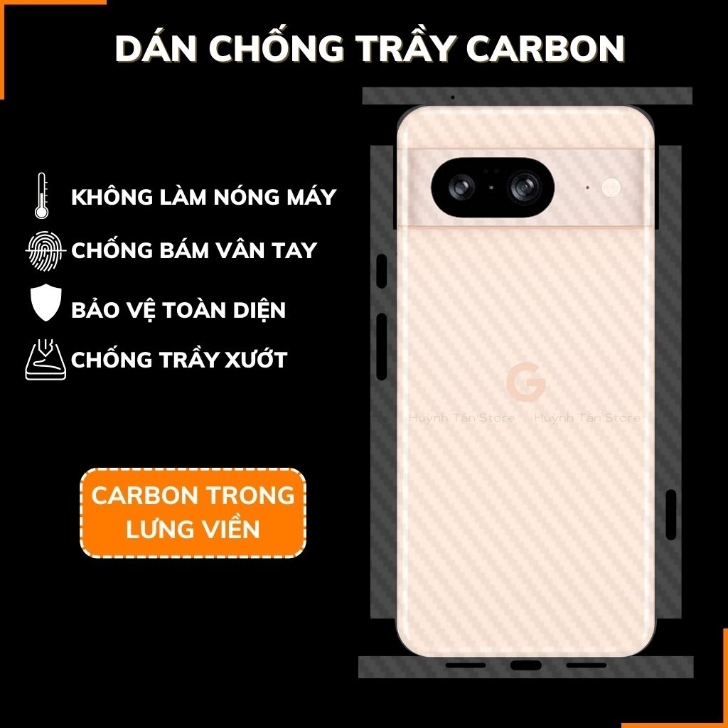 Miếng dán google pixel 8 carbon trong và đen chống trầy xướt chống bám vân tay phụ kiện điện thoại huỳnh tân store