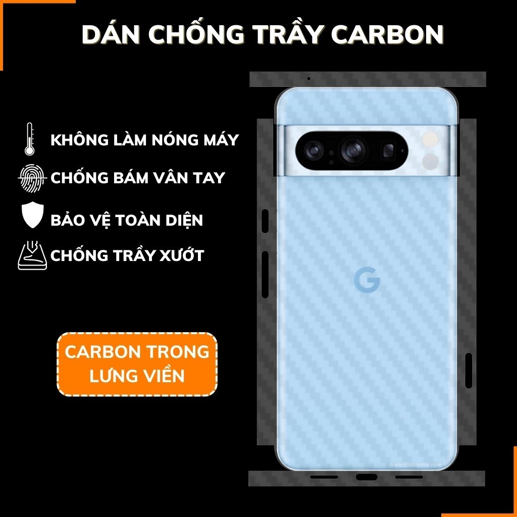 Miếng dán google pixel 8 pro carbon trong và đen chống trầy xướt chống bám vân tay phụ kiện điện thoại huỳnh tân store