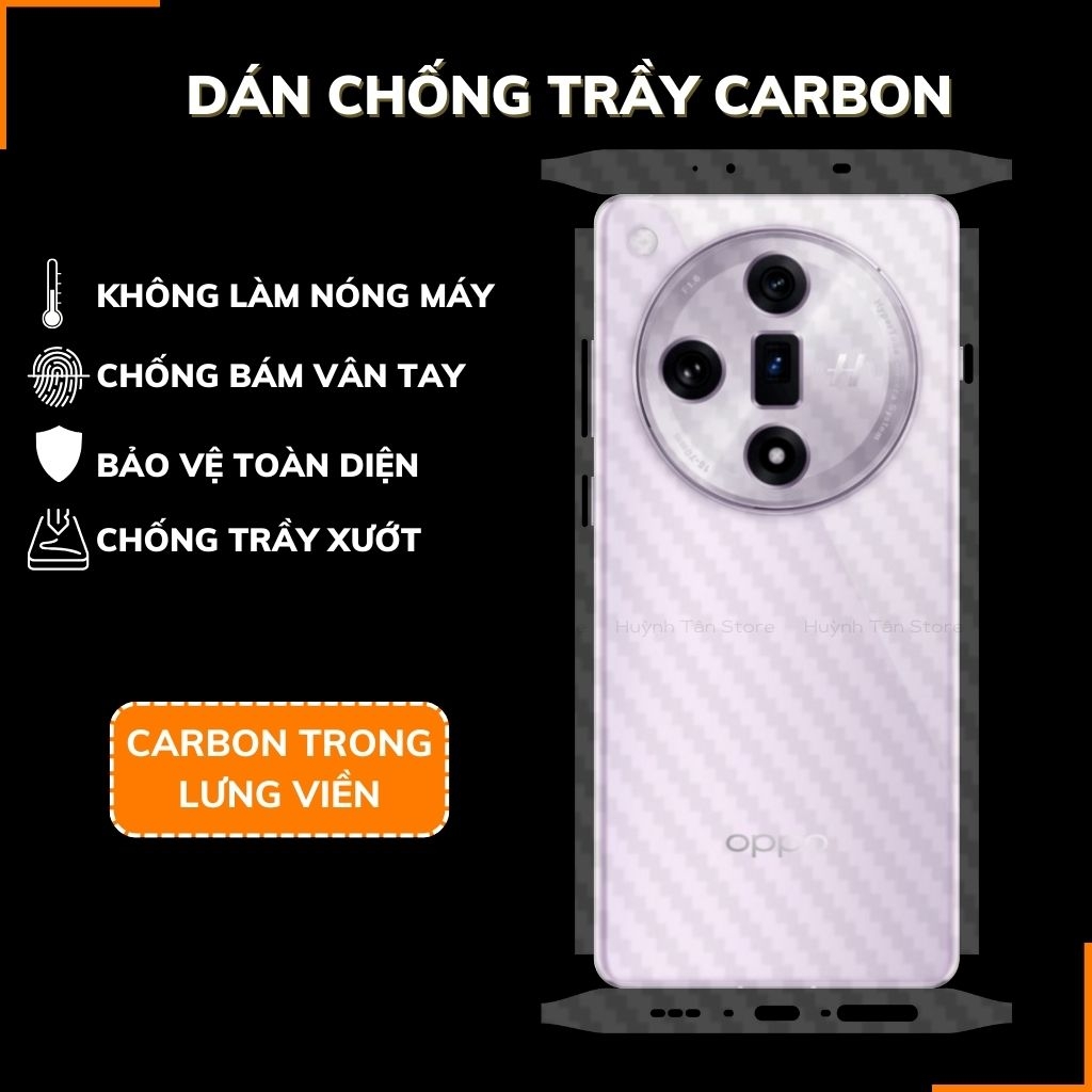 Miếng dán samsung oppo find x7 carbon trong và đen chống trầy xướt chống bám vân tay phụ kiện điện thoại huỳnh tân store