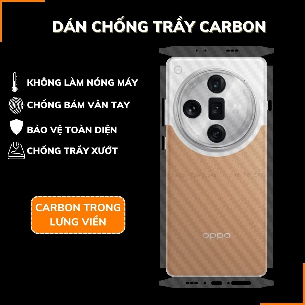 Miếng dán samsung oppo find x7 ultra carbon trong và đen chống trầy xướt chống bám vân tay phụ kiện điện thoại huỳnh tân store