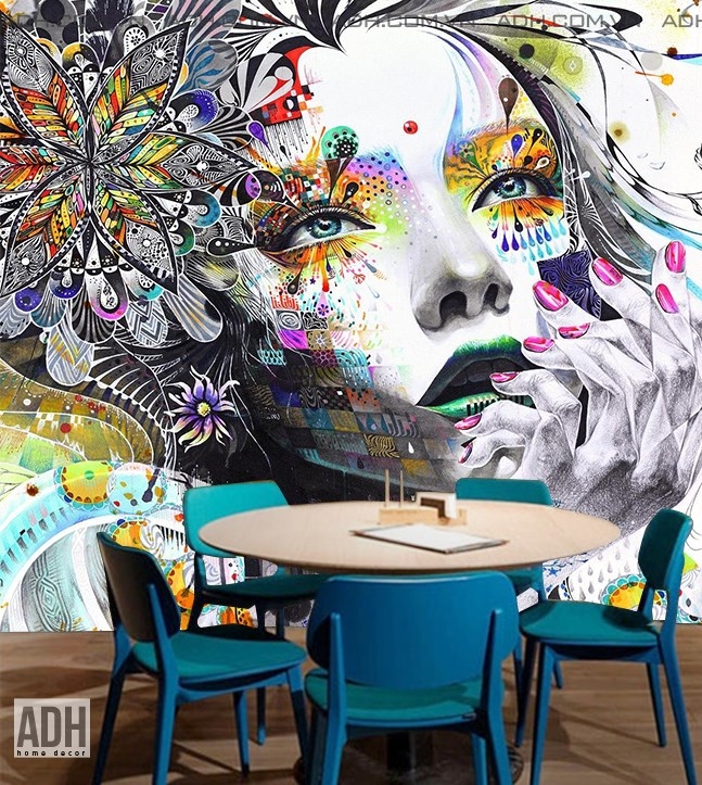 Cùng chiêm ngưỡng bức tranh dán tường độc đáo này tại quán cafe nhé. Từ những họa tiết đơn giản nhưng tinh tế, bức tranh này đã làm nên điểm nhấn rất đặc biệt cho không gian nơi bạn ngồi thưởng thức ly cafe của mình.