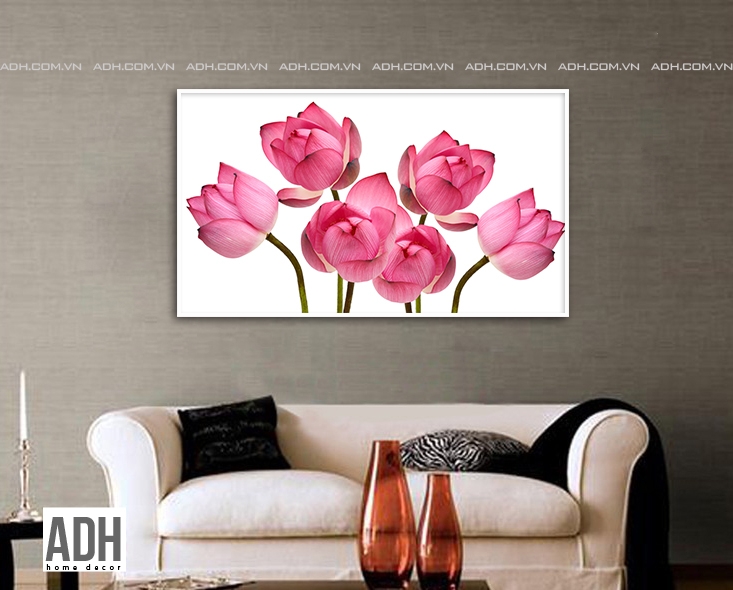 Tranh treo tường canvas Hoa sen hồng ADH18112604 ADH-ART DREAM HOUSE