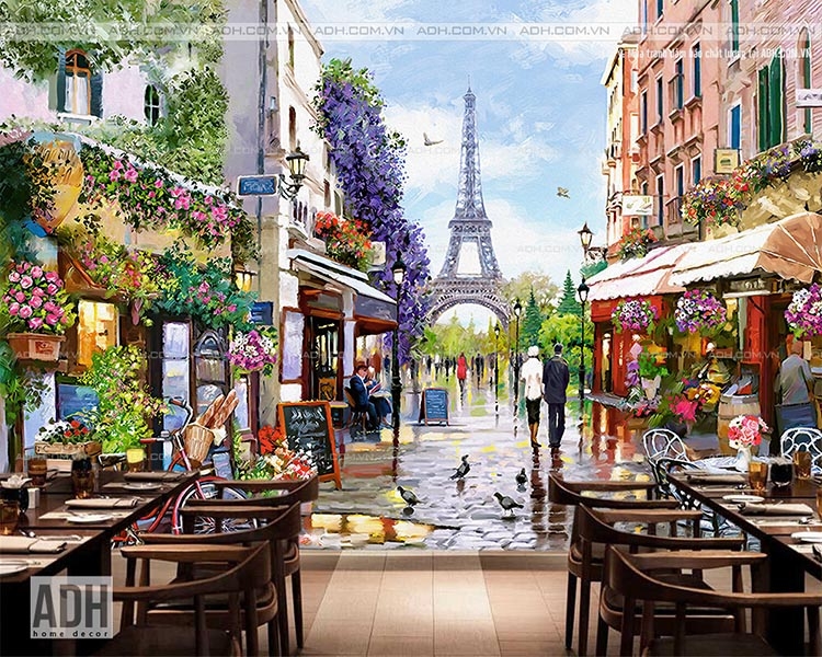 Tranh dán tường đường phố Paris và Tình yêu dưới tháp Eifel