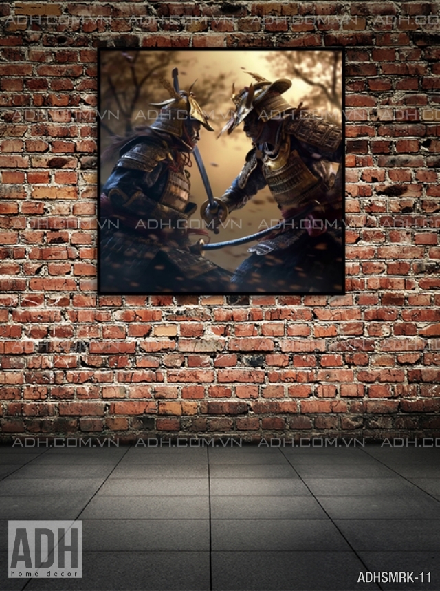 Tranh khung treo tường 2 chiến binh  Samurai đấu kiếm