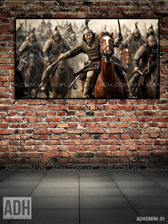 Tranh treo tường những chiến binh cưỡi ngựa trên chiến trường