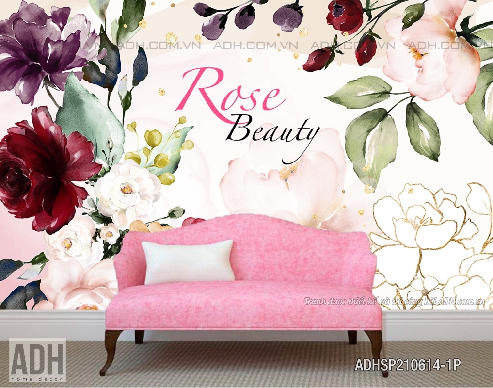 Tranh dán tường tự dán Spa-Làm đẹp- Mỹ phẩm- Nail- Sắc đẹp- Make up- Hoa hồng ADHSP210614