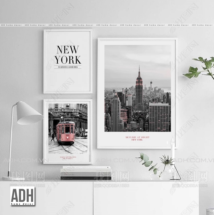 Bộ 3 tranh canvas thành phố New York Vintage ADH00286 ADH-ART ...