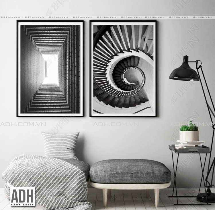 Bộ 2 tranh canvas trừu tượng kiến trúc ADH00951 ADH-ART DREAM HOUSE