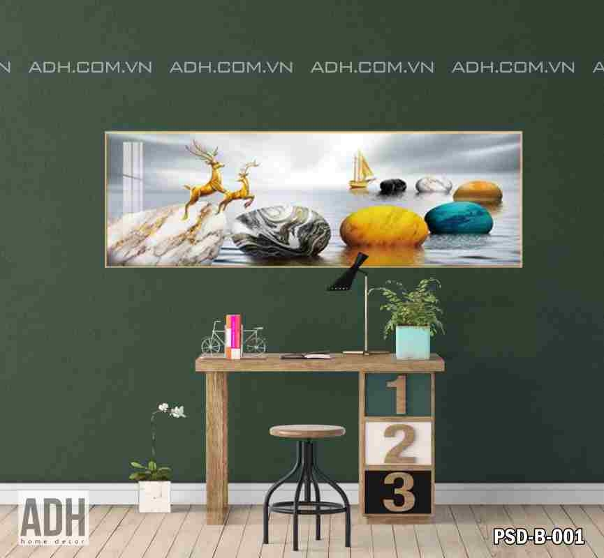 Tranh Treo Tường Phong Cảnh Trừu Tượng Hươu Và Biển PSD-B-001 ADH-ART DREAM  HOUSE