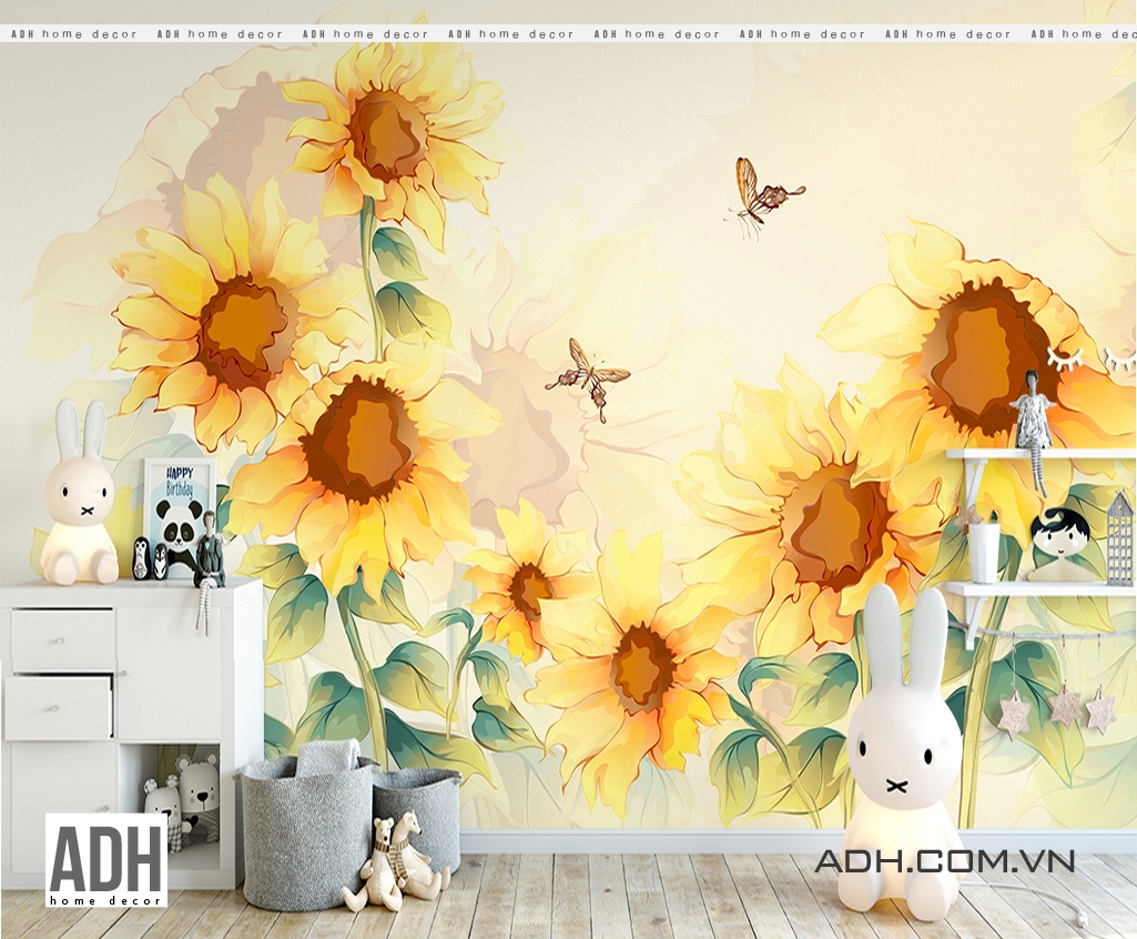 Tranh dán tường hình hoa hướng dương ADHW102705 ADH-ART DREAM HOUSE