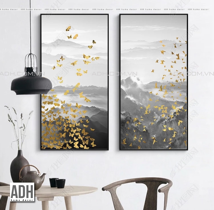 Bộ tranh canvas trừu tượng hình bướm ADH00875