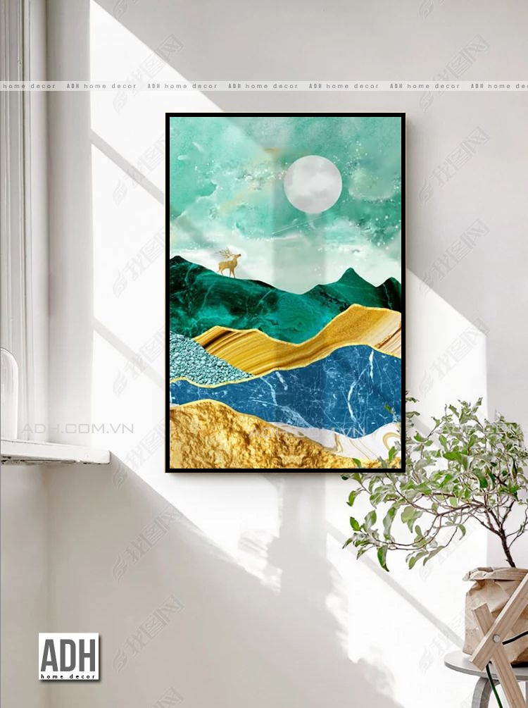 Tranh canvas phong cảnh trừu tượng màu xanh ADH00737 ADH-ART DREAM HOUSE