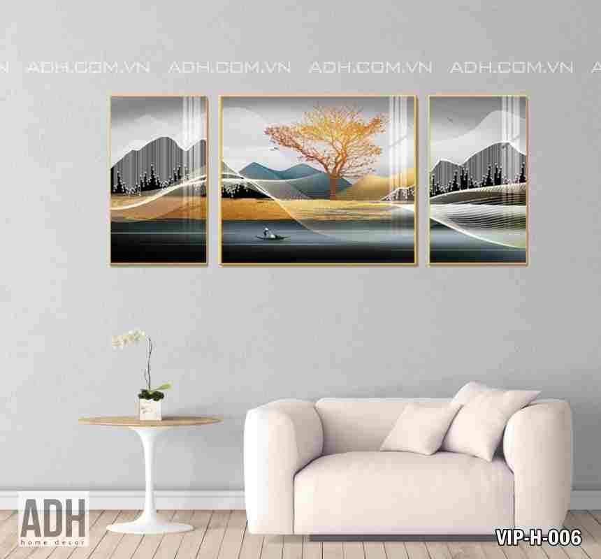 Bộ 3 Tranh Treo Tường Phong Cảnh Trừu Tượng Sơn Thủy VIP-H-006 ADH-ART  DREAM HOUSE