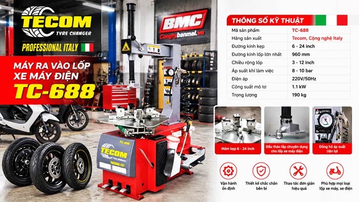 Máy làm lốp xe máy điện Tecom TC-688