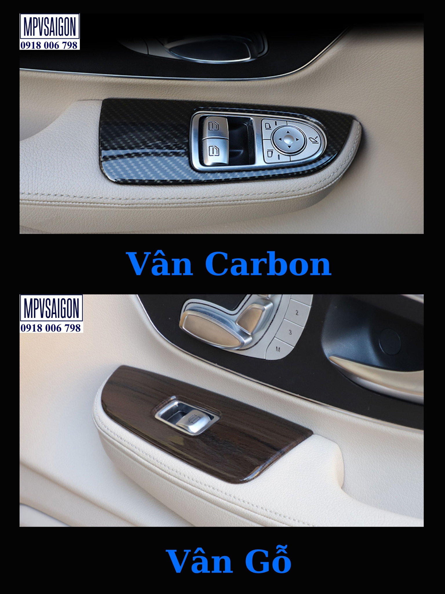 Ốp carbon, ốp vân gỗ 15 chi tiết nội thất Mercedes Benz V250