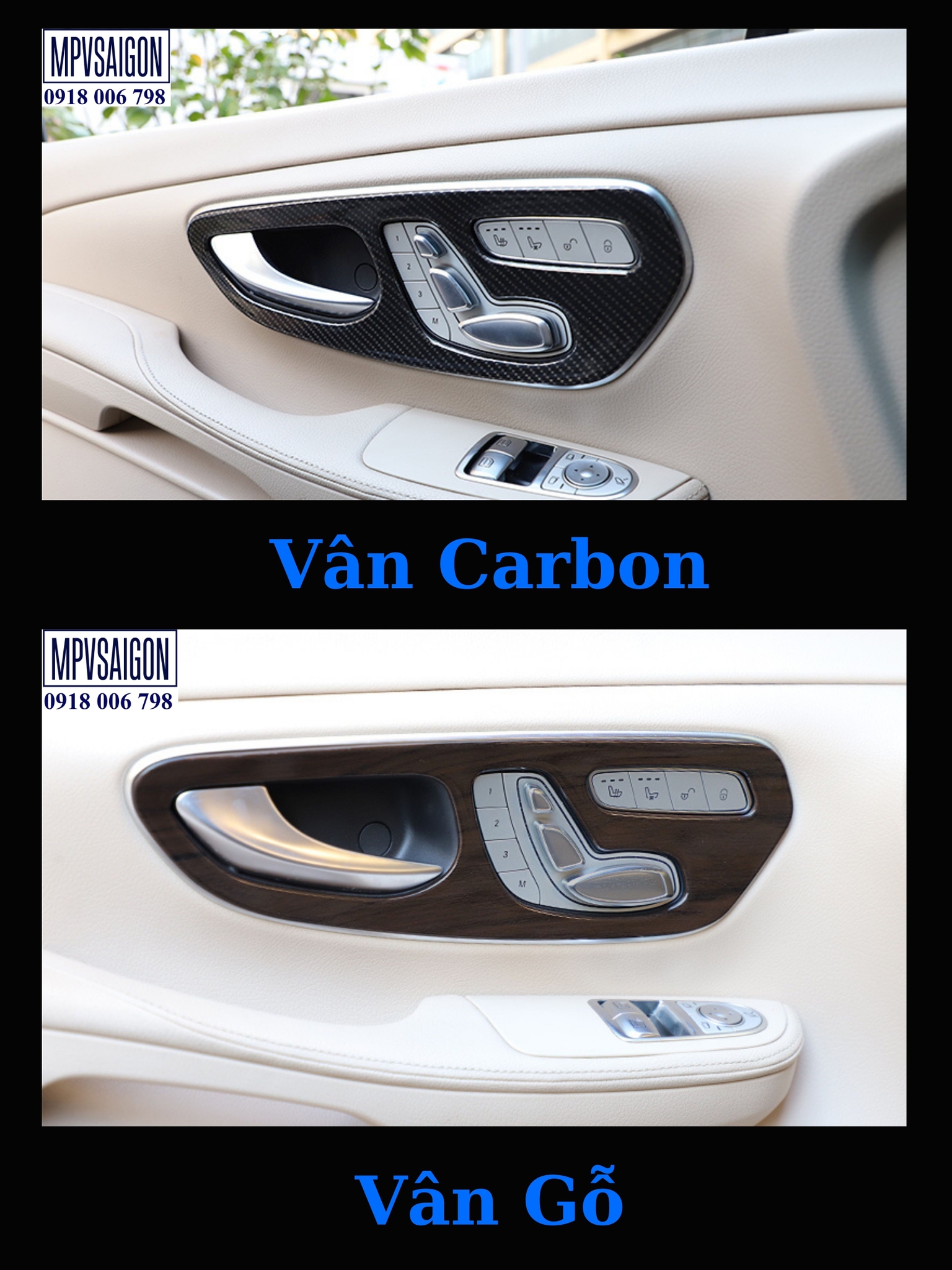 Ốp carbon, ốp vân gỗ 15 chi tiết nội thất Mercedes Benz V250