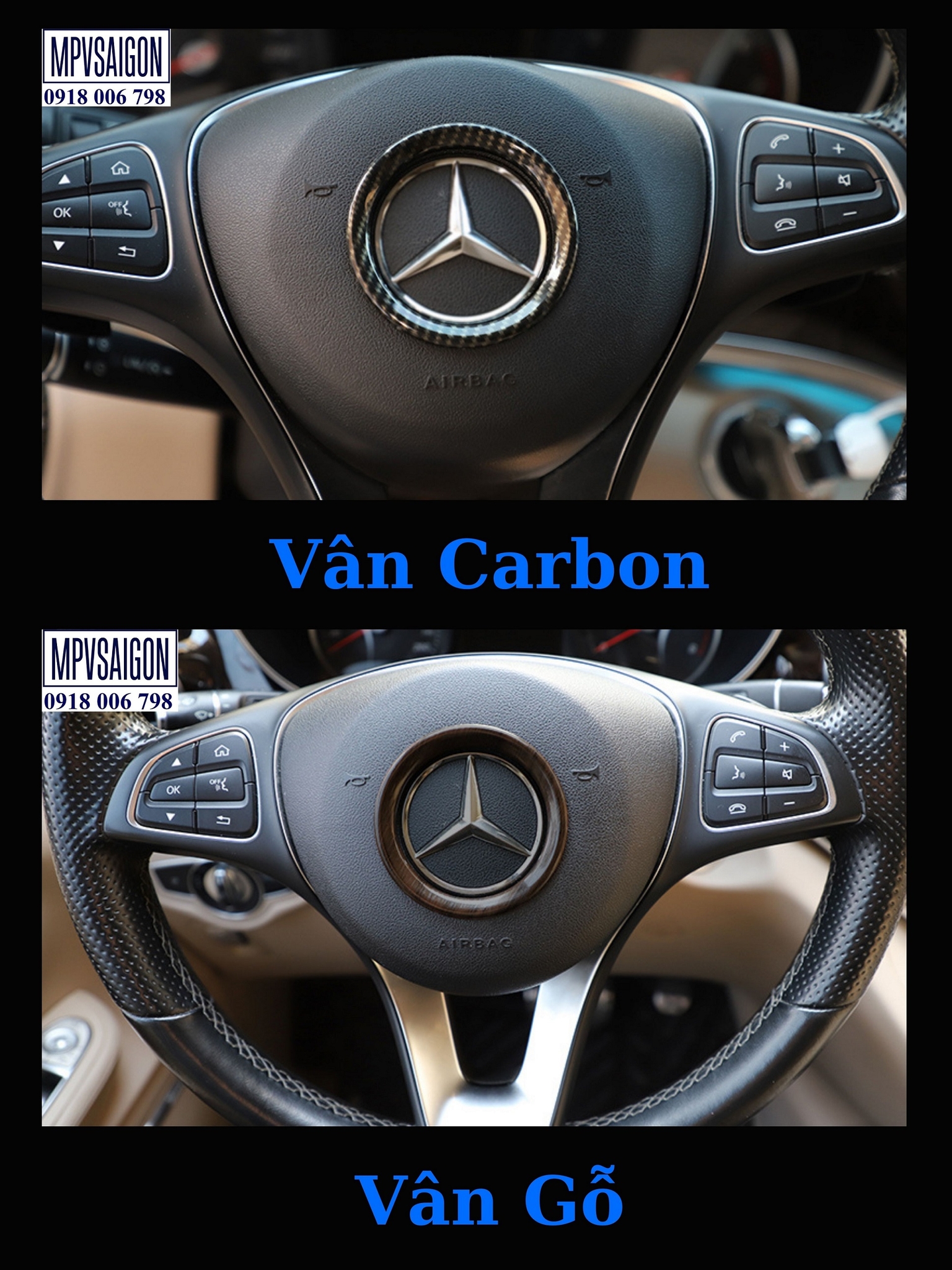 Ốp carbon, ốp vân gỗ 15 chi tiết nội thất Mercedes Benz V250