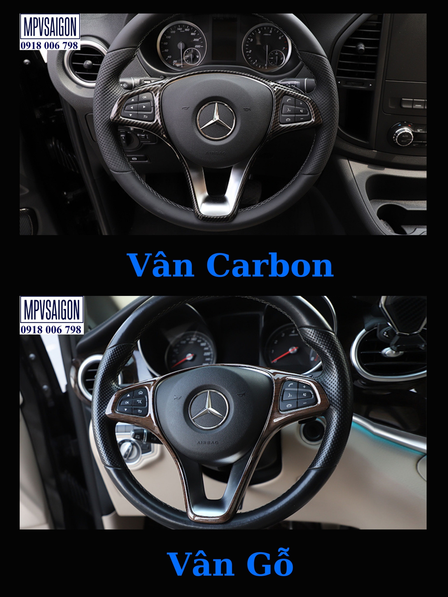 Ốp carbon, ốp vân gỗ 15 chi tiết nội thất Mercedes Benz V250