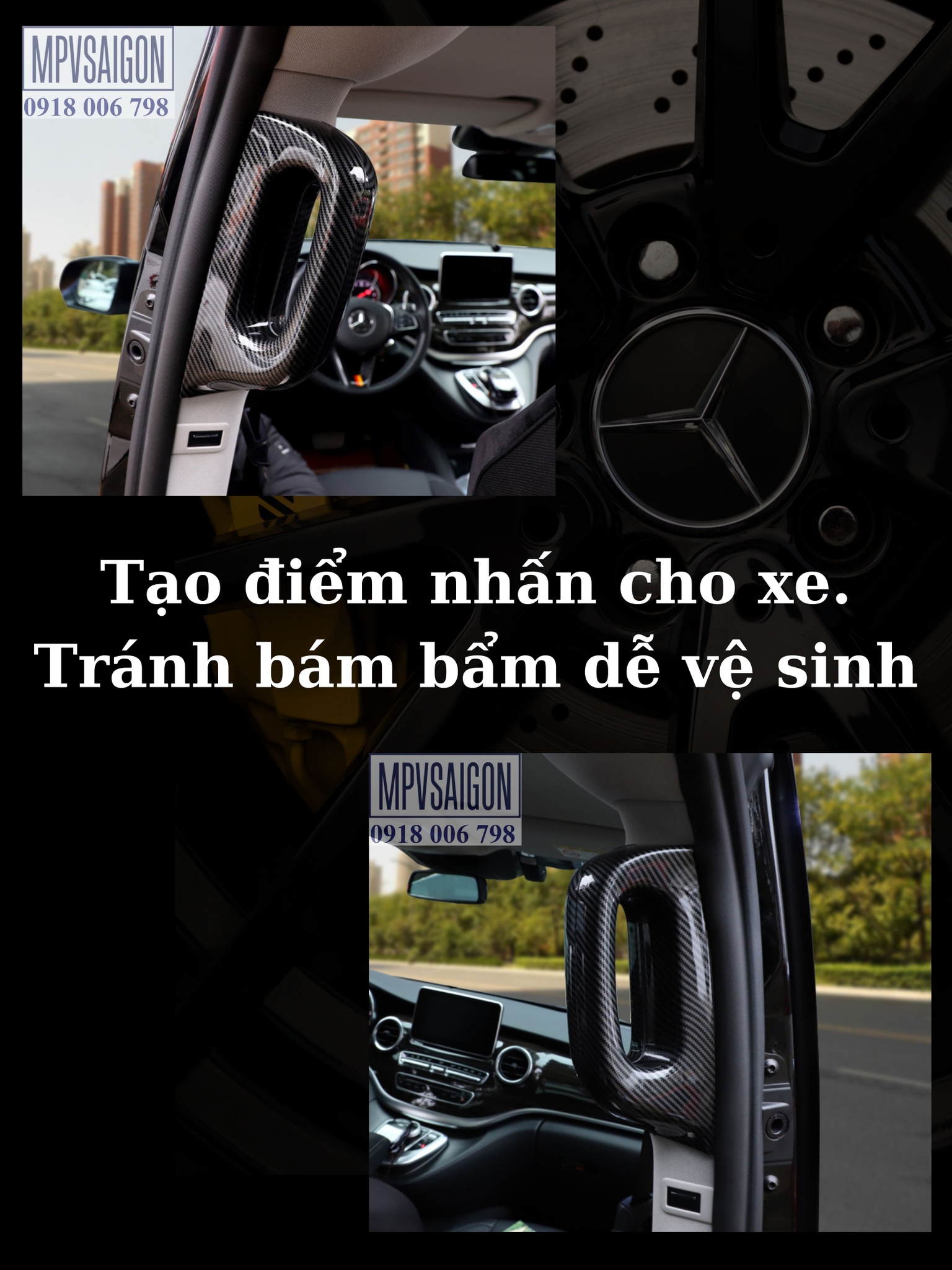 Ốp tay cửa ốp che dây an toàn Mercedes Benz V250 - Vito