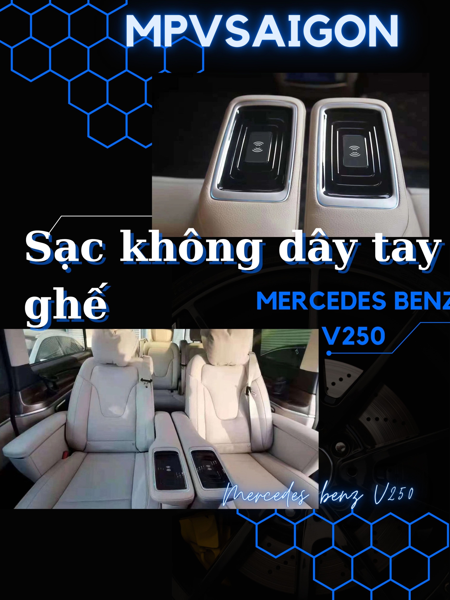 Sạc không dây tay ghế Mercedes Benz V250