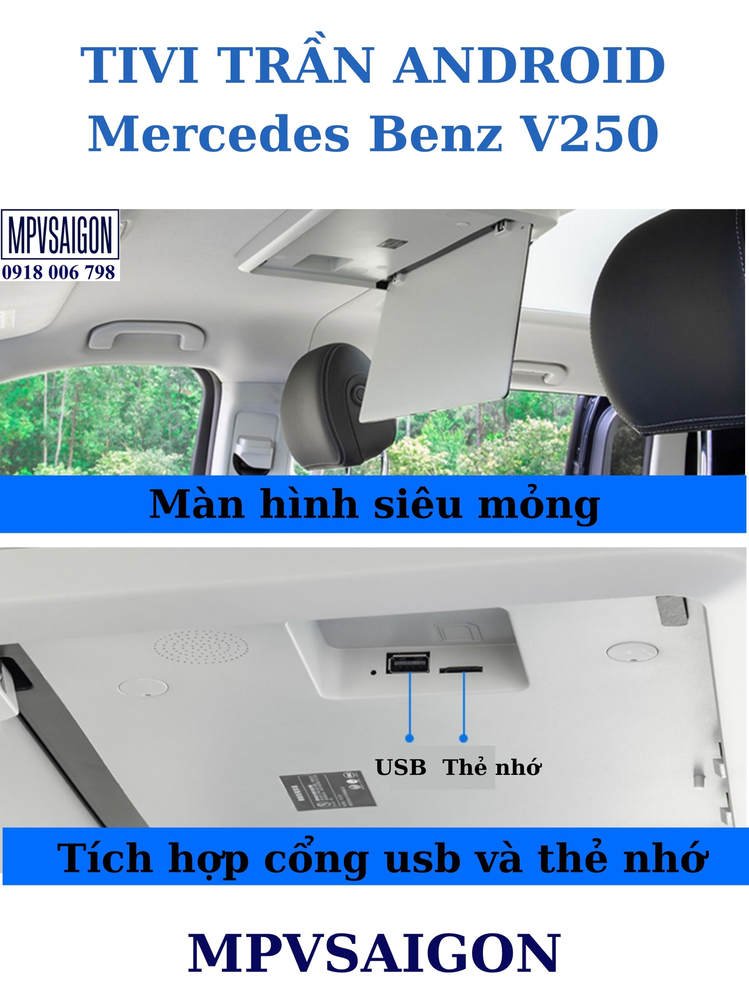 Tivi trần Android Mercedes Benz V250