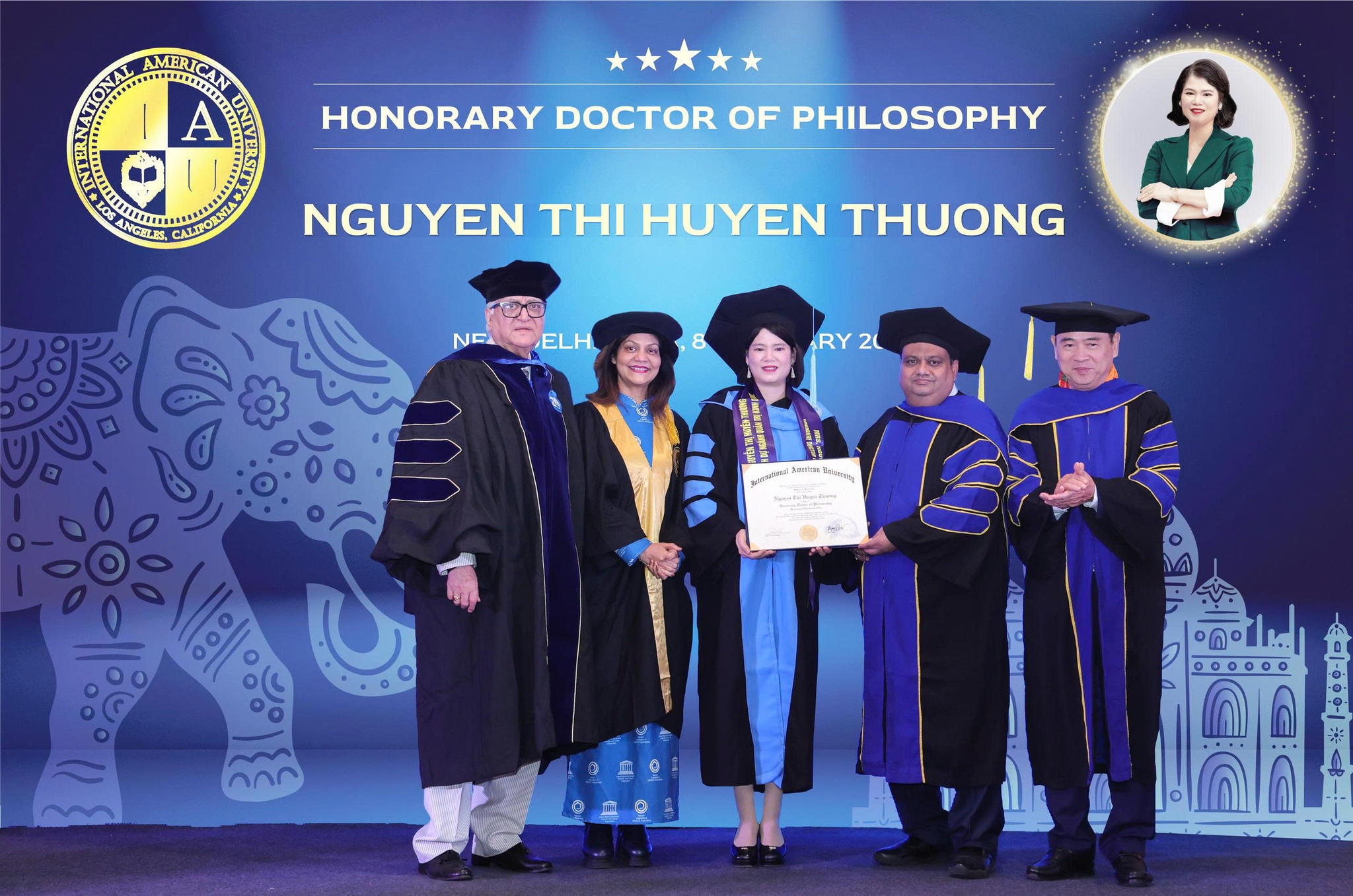 CEO NAGAKAWA NGUYỄN THỊ HUYỀN THƯƠNG NHẬN BẰNG TIẾN SĨ DANH DỰ CỦA ĐẠI HỌC QUỐC TẾ HOA KỲ (IAU)