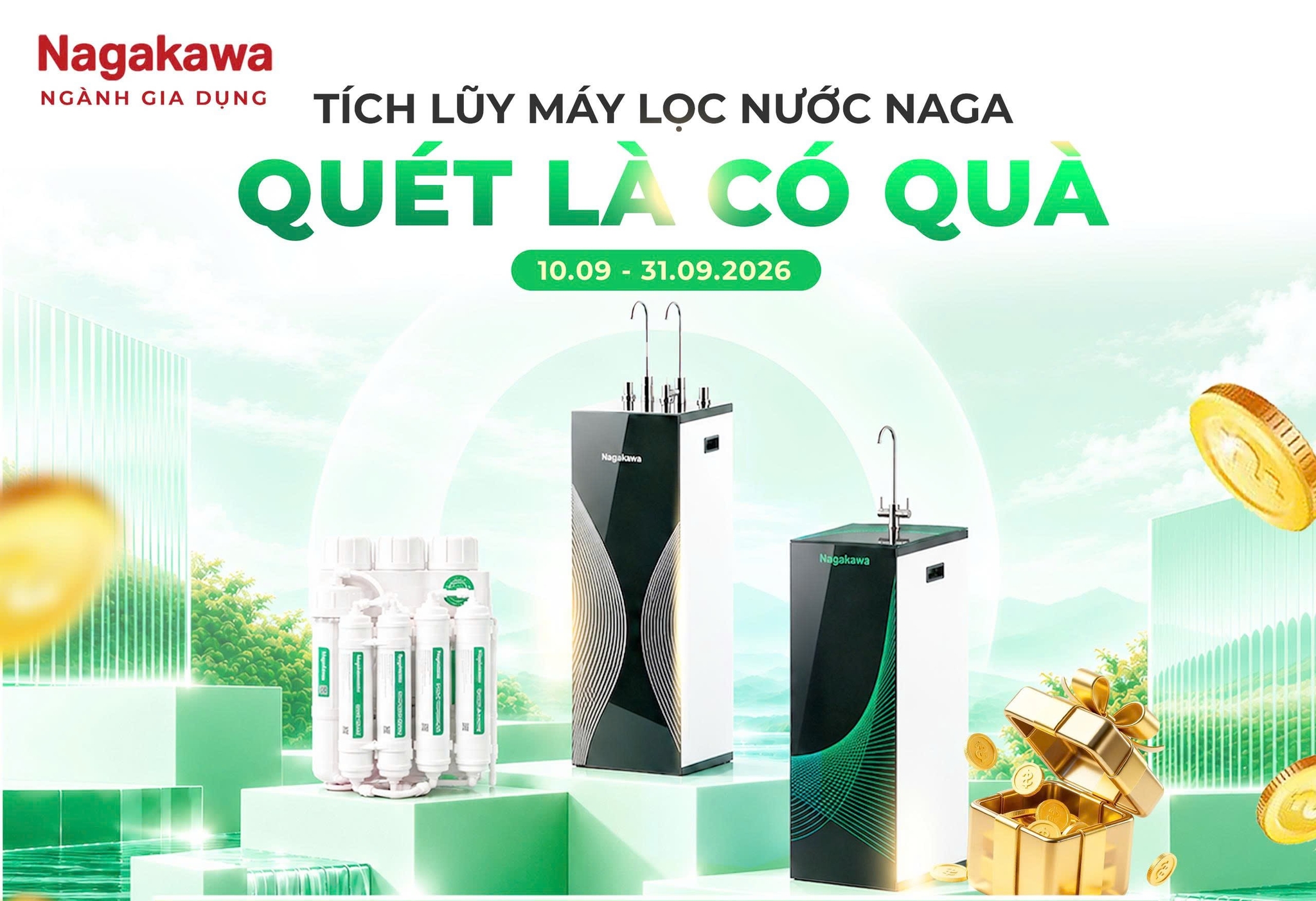 TÍCH LŨY MÁY LỌC NƯỚC NAGAKAWA – QUÉT LÀ CÓ QUÀ, NHẬN THƯỞNG ĐẾN 300K