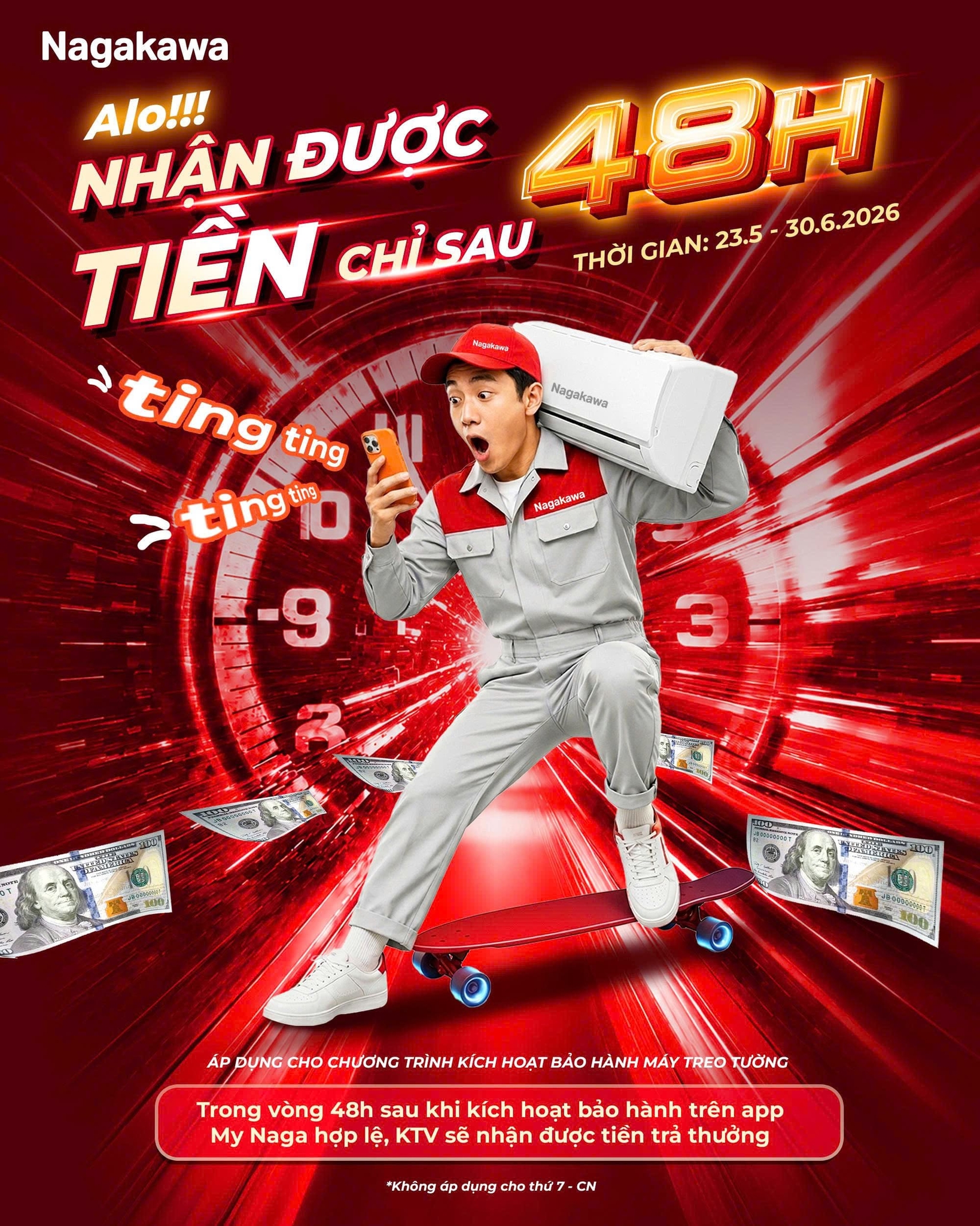 Nagakawa tiên phong trả thưởng nóng chỉ sau 48 giờ kích hoạt máy