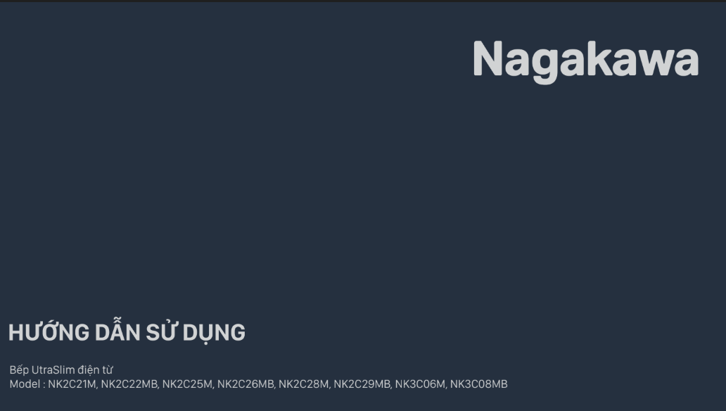 HDSD Bếp điện từ Nagakawa UltraSlim