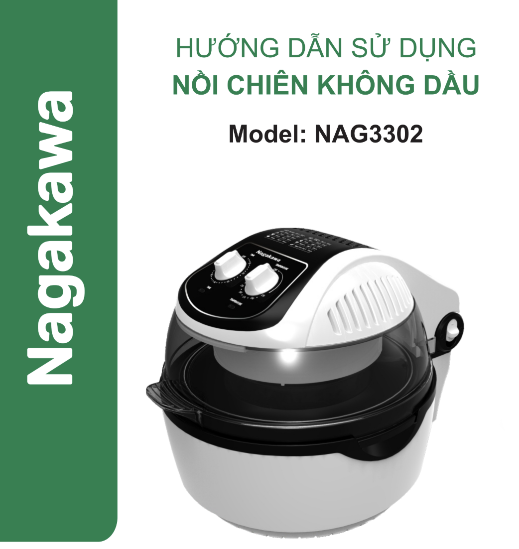 HDSD Nồi chiên không dầu 9L Nagakawa NAG3302