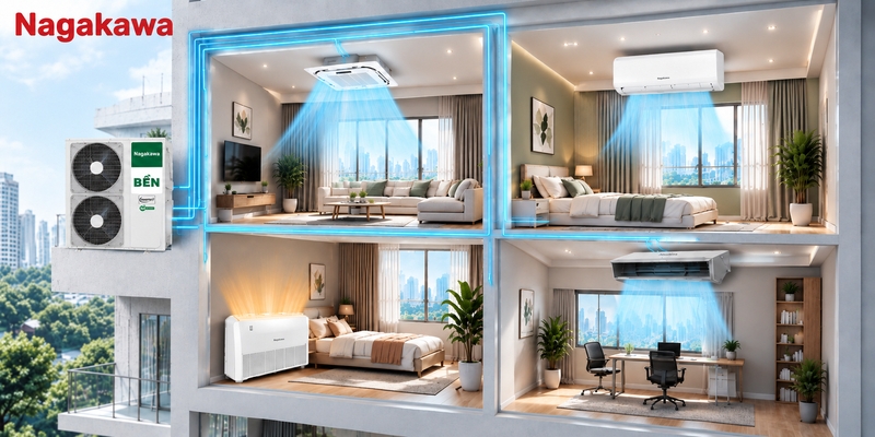 Top 7 điều hòa trung tâm Mini VRF Nagakawa tối ưu diện tích 2026