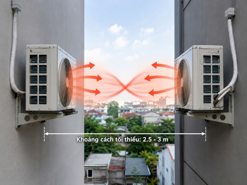 Khoảng cách giữa 2 cục nóng điều hòa chuẩn kỹ thuật là bao nhiêu?