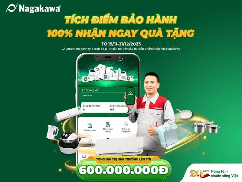 HÀNG TRĂM KỸ THUẬT VIÊN NHẬN QUÀ KHI KÍCH HOẠT BẢO HÀNH ĐIỀU HÒA NAGAKAWA