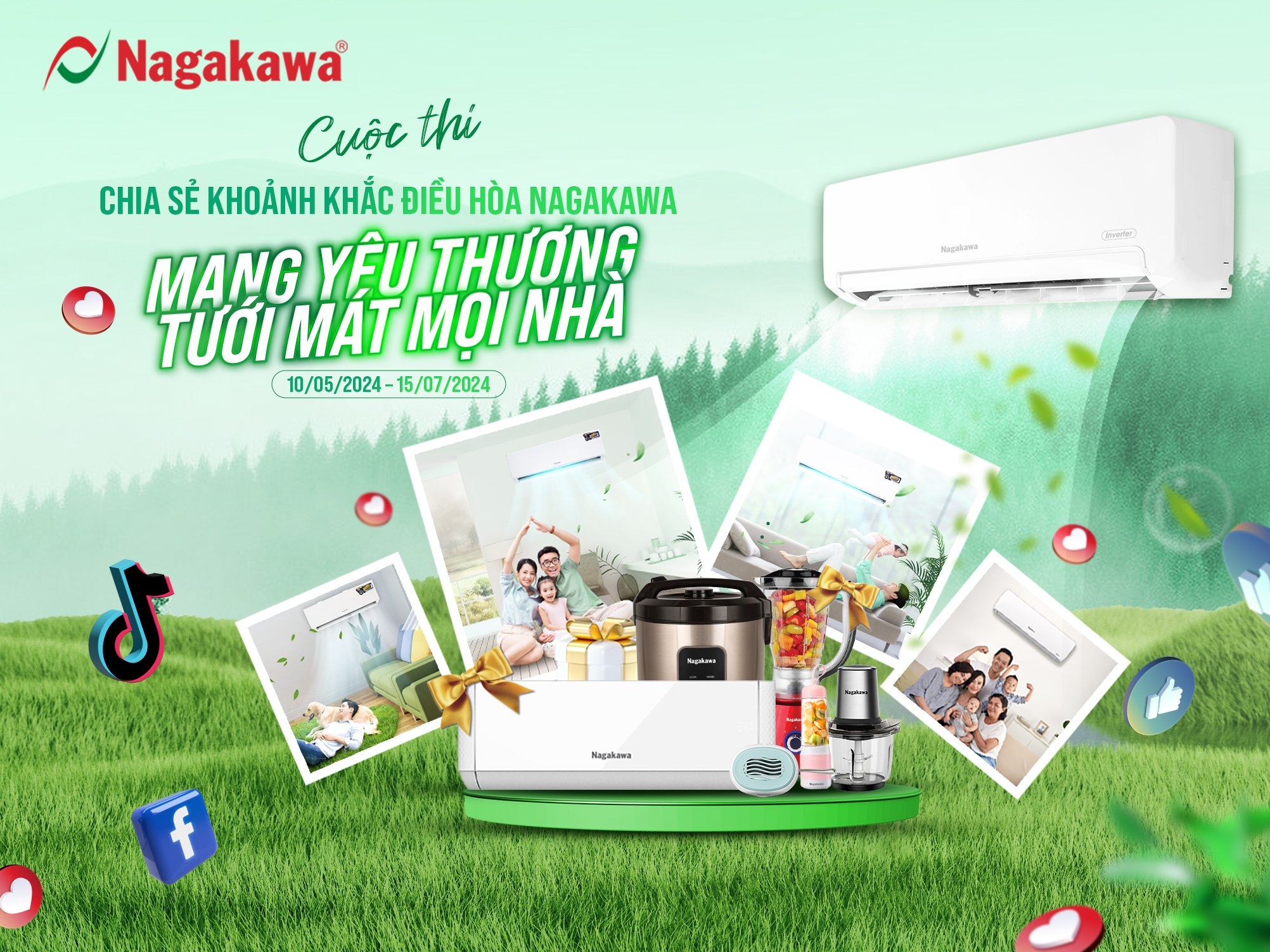 CUỘC THI “ĐIỀU HÒA NAGAKAWA MANG YÊU THƯƠNG TƯỚI MÁT MỌI NHÀ” ĐÃ CHÍNH THỨC KHỞI ĐỘNG!