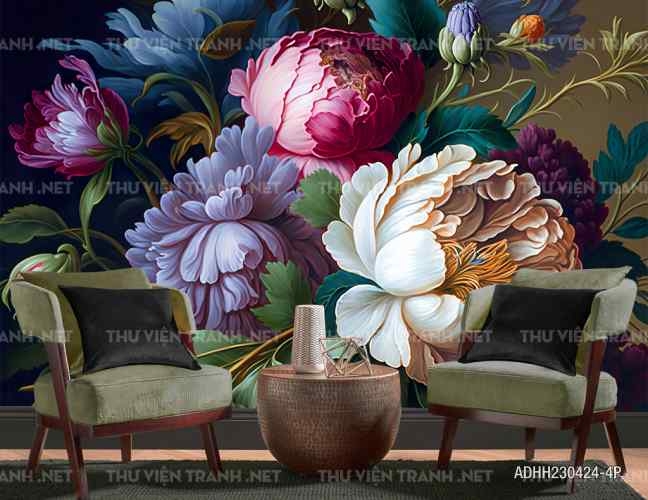 Tranh dán tường trang trí hoa 1