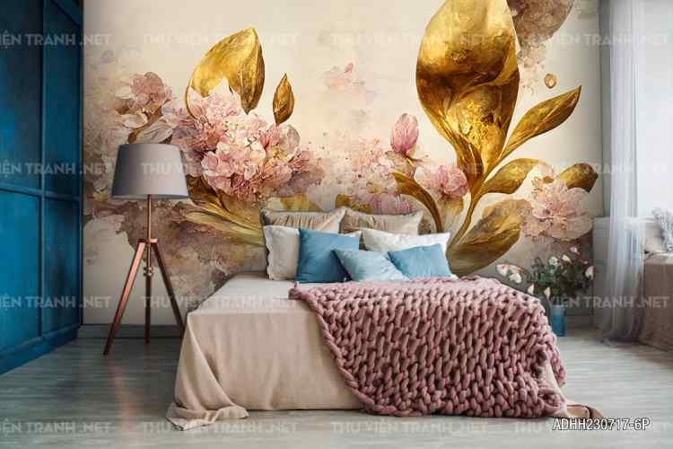 tranh dán tường hoa trang trí phòng