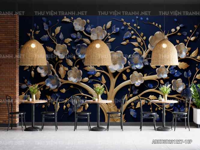 Tranh dán tường hoa 3D