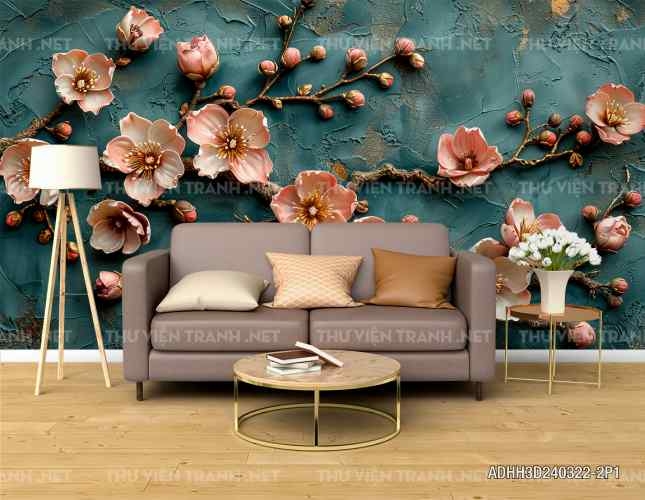 Tranh dán tường hoa 3D