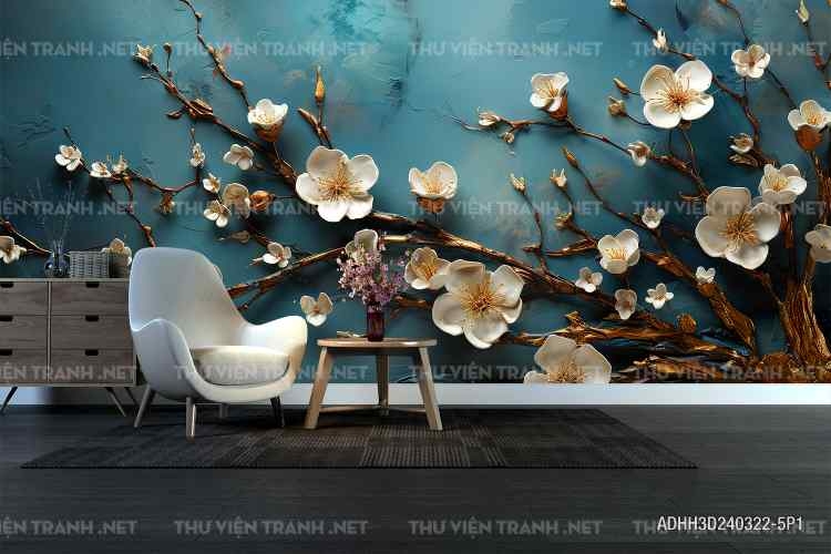 Tranh dán tường hoa 3D