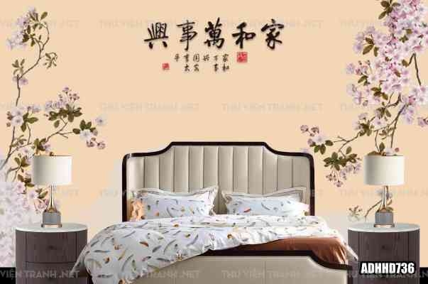Tranh dán tường hoa đào 1