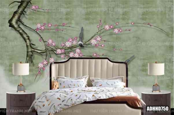Tranh dán tường hoa đào 1