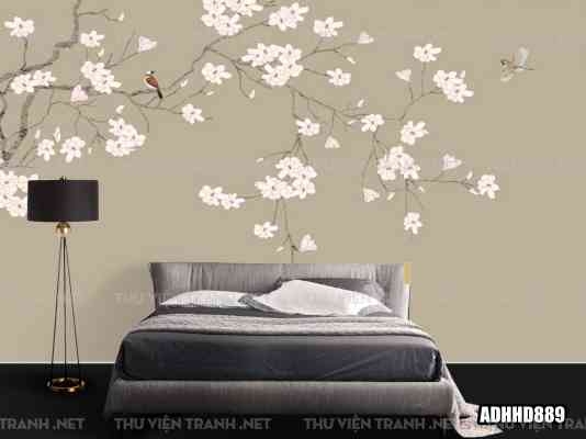Tranh dán tường hoa đào trang trí phòng