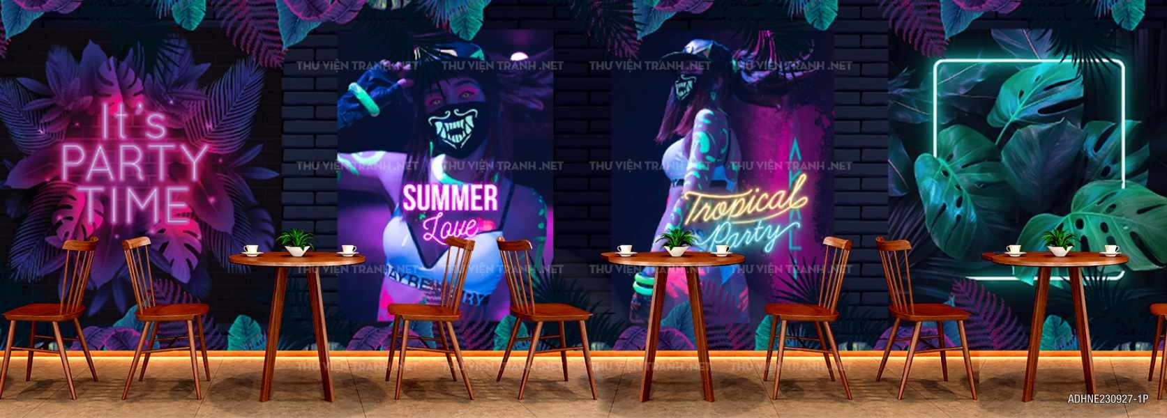 Tranh dán tường Girl Neon
