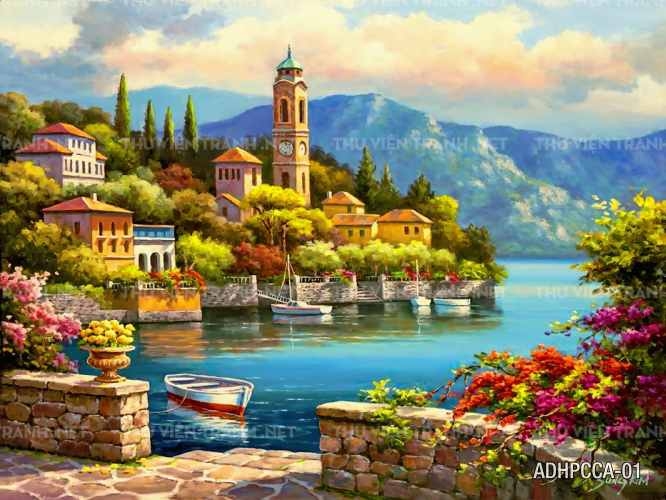 Tranh dán tường phố cổ Châu Âu