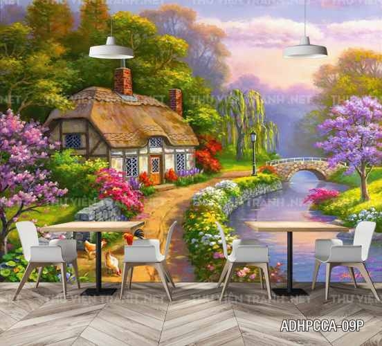 Tranh dán tường phố cổ Châu Âu